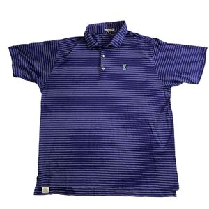 Peter Millar Men's Striped Purple Polo Shirt Sz.XL 100% Cotton